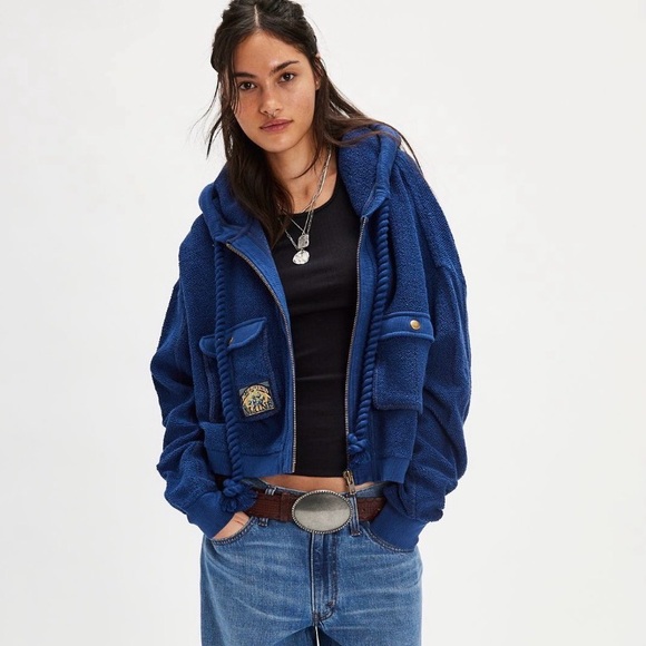 Free People Blue Hooded Sweatshirt - Picture 9 of 9